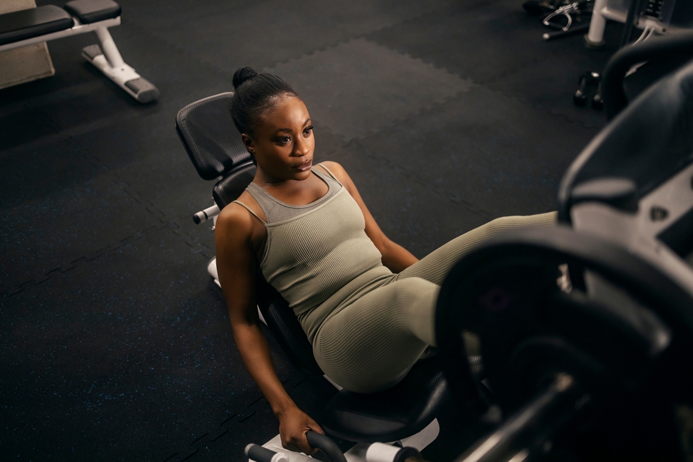 From,Above,View,Of,A,Muscular,African,American,Sportswoman,Practicing
